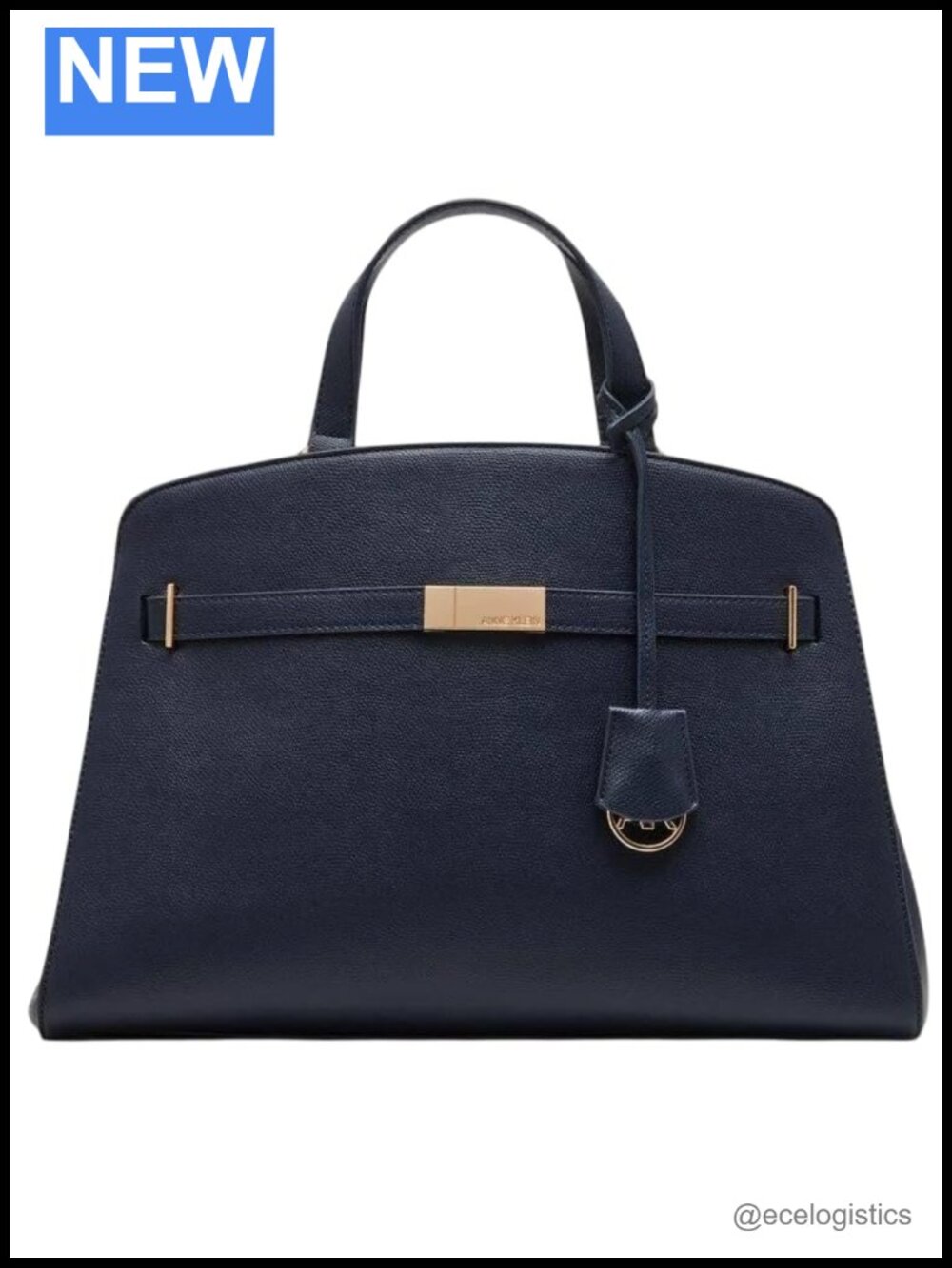 Anne Klein Belted Midi Satchel - Faux Leather Structured Handbag with